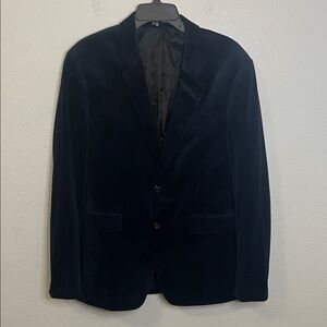 Zara Blue Velvet Two Button Blazer Size 42
